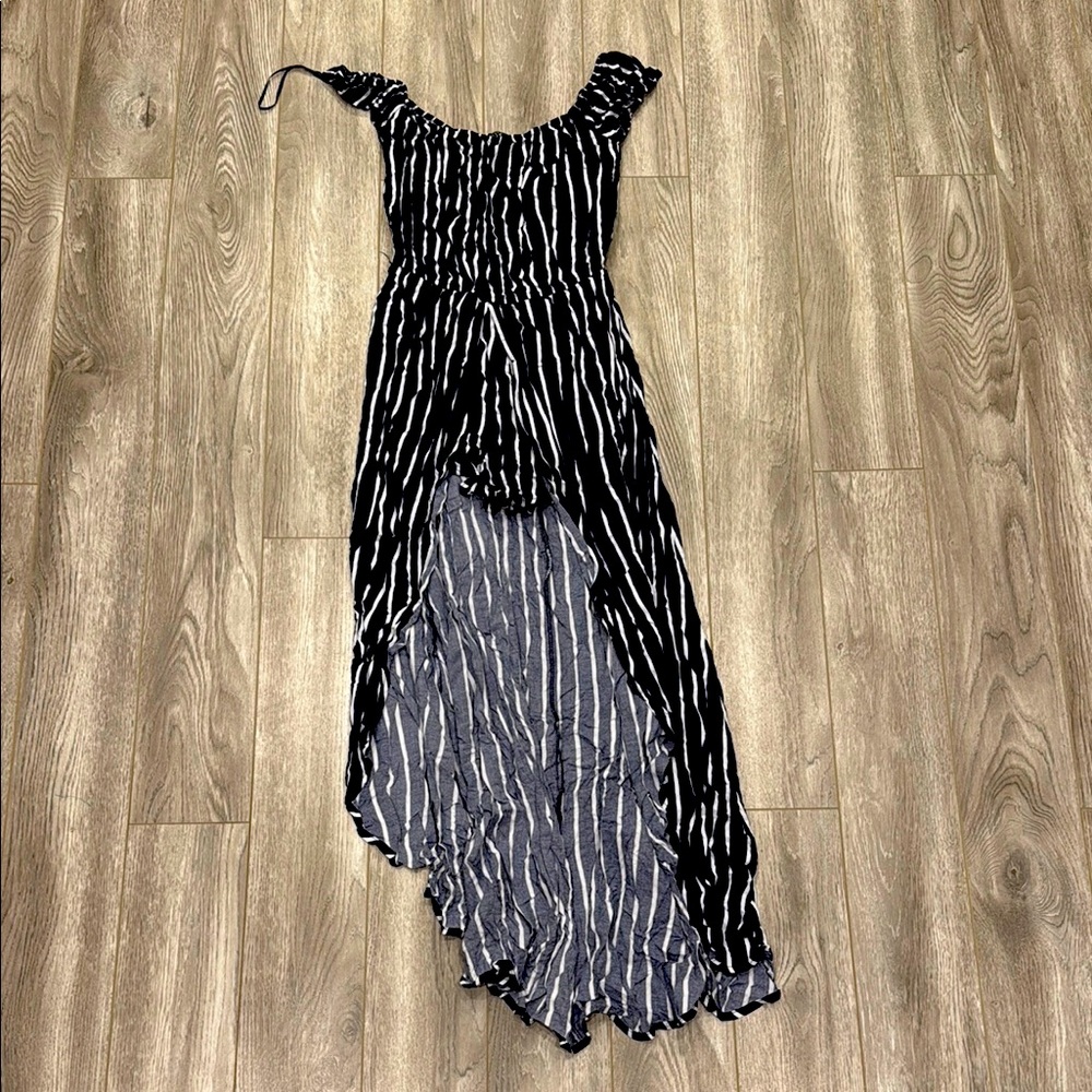 Streetwear Society Black and White Striped Jumpsuit